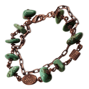 Emily Copper Turquoise Chain Link Bracelet-Bracelets- Creative Jewelry by Marcia