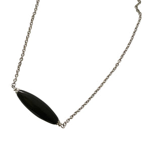 Black Onyx Bar Necklace with Stainless Steel Chain