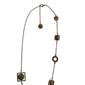 Rhyolite Brass Chain Link Pendant Necklace with Lobster Clasp-Necklaces- Creative Jewelry by Marcia