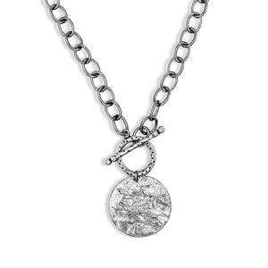 Silver Statement Necklace With Front Toggle Clasp - Creative Jewelry by Marcia - Asymmetrical Jewelry - Timeless Jewelry