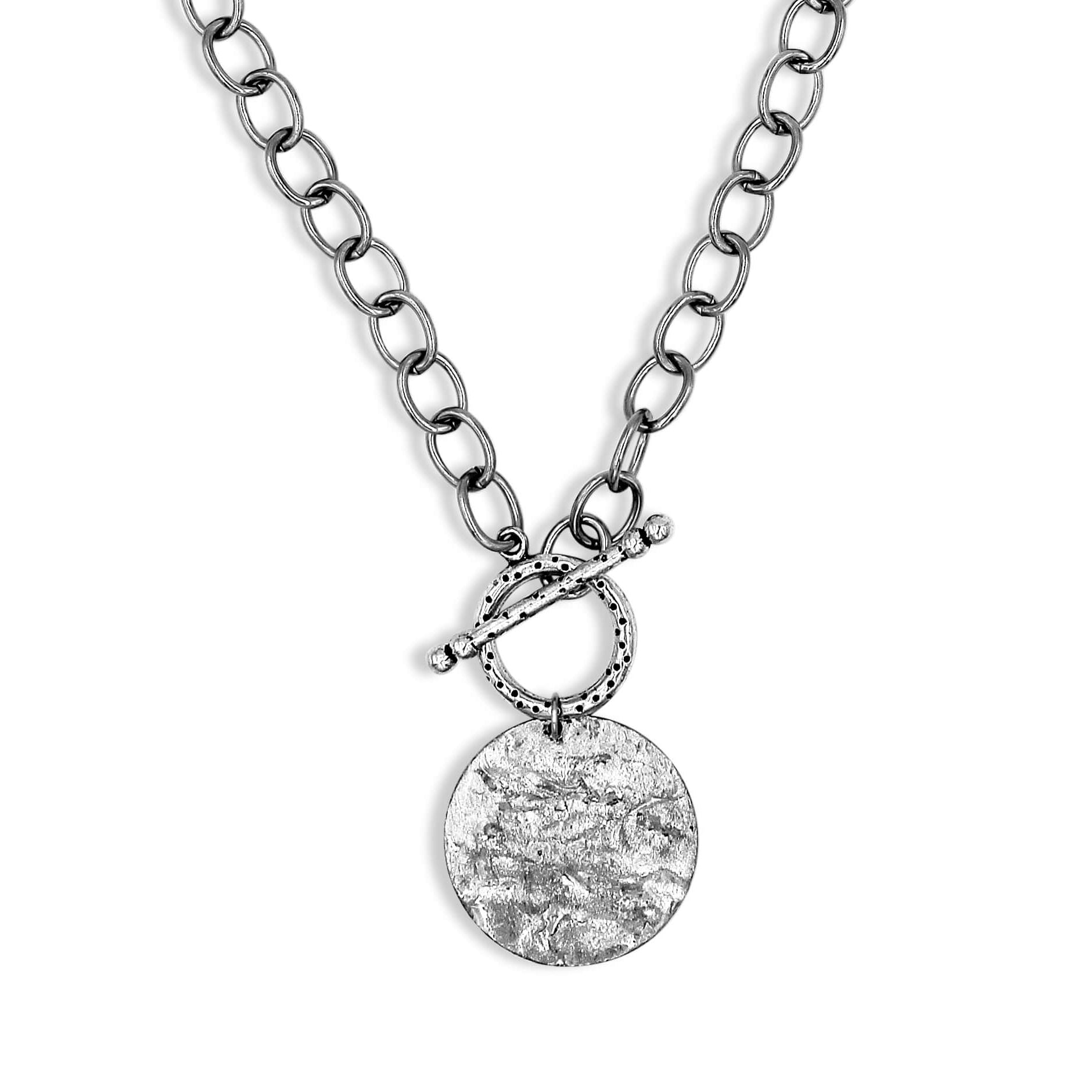 Silver Statement Necklace With Front Toggle Clasp - Creative Jewelry by Marcia - Asymmetrical Jewelry - Timeless Jewelry