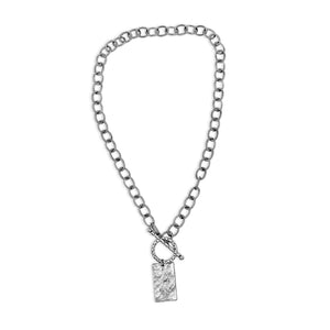Silver Statement Necklace with Rectangle Pendant - Creative Jewelry by Marcia - Asymmetrical Jewelry - Timeless Jewelry