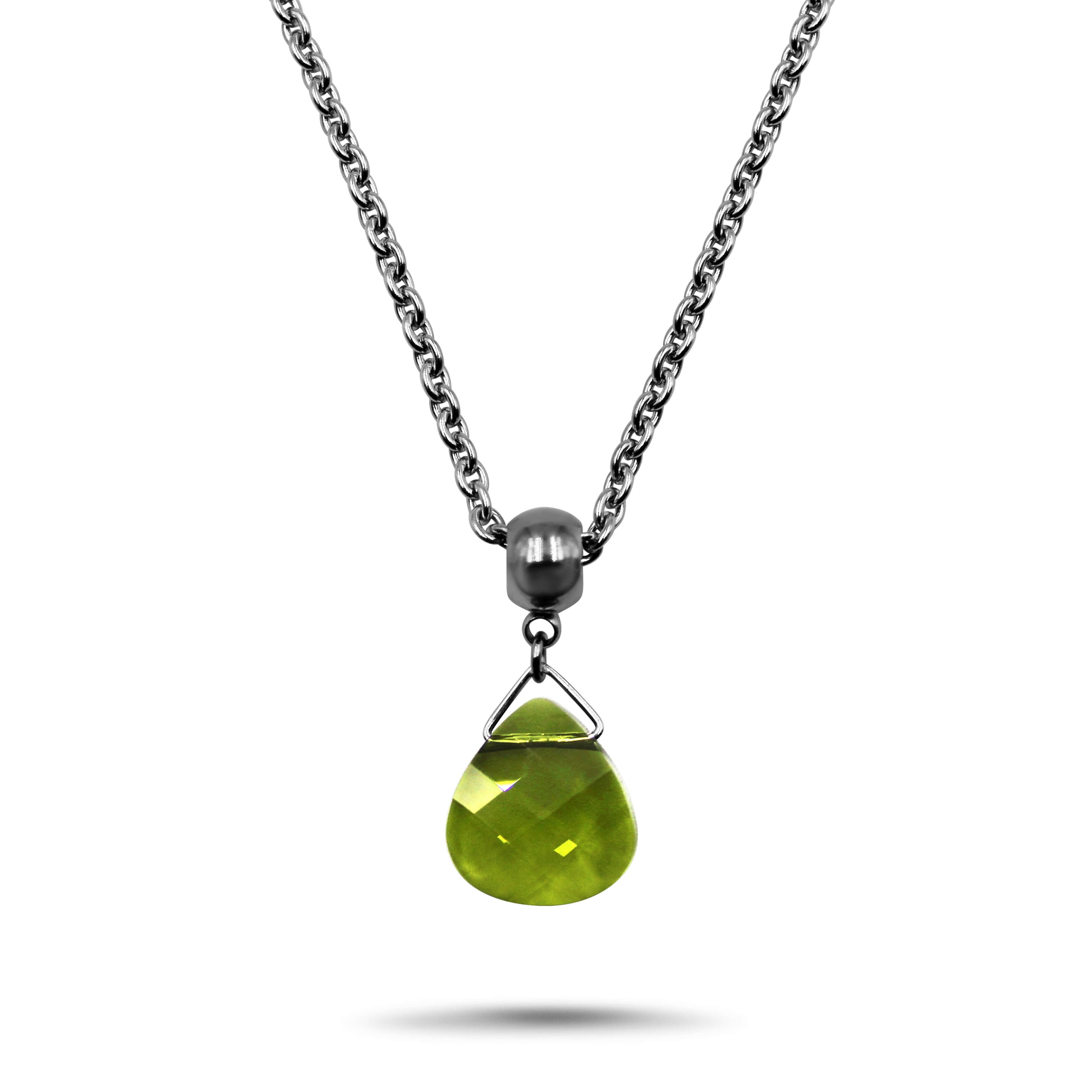 Olivine Swarovski Crystal Necklace - Creative Jewelry by Marcia - Asymmetrical Jewelry - Timeless Jewelry