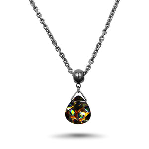 Peacock Swarovski Crystal Necklace - Creative Jewelry by Marcia - Asymmetrical Jewelry - Timeless Jewelry