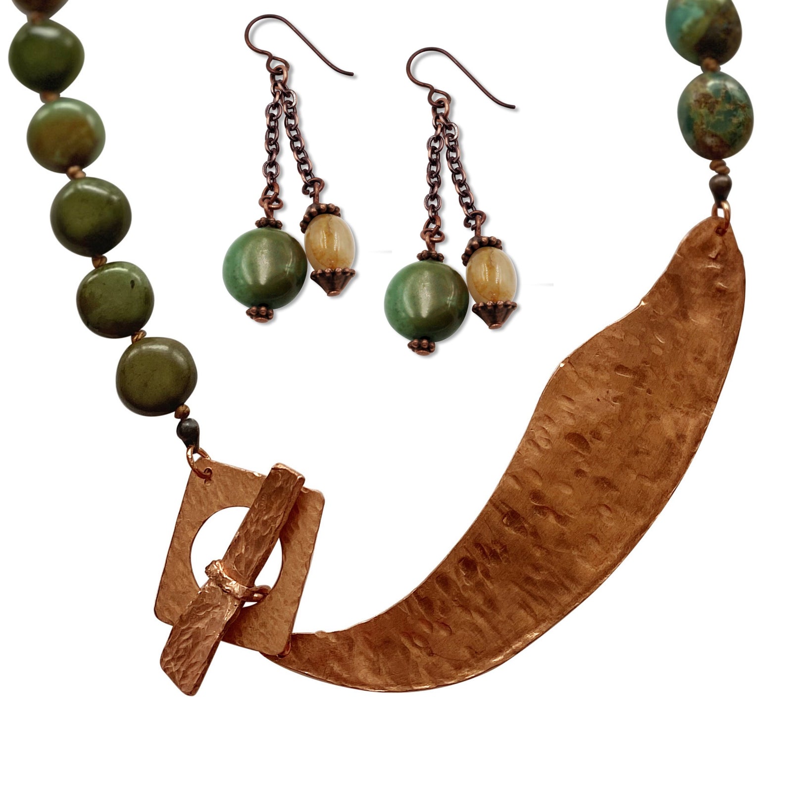 Handknotted Turquoise Statement Necklace with Turquoise Earrings with Niobium Ear wires for sensitive ears