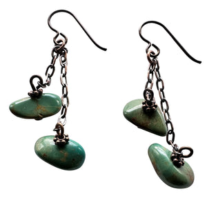 Alydia Turquoise Copper Chain Earrings with Niobium Ear Wires for Sensitive Ears
