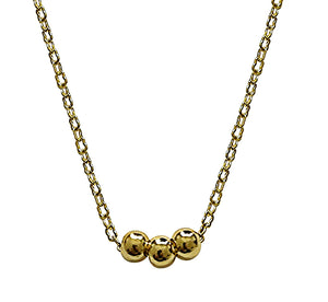 Floating Round Beads Gold Pendant with Gold Link Chain