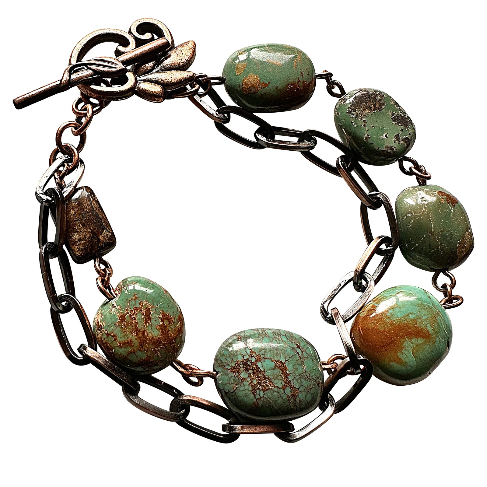 Limited Edition Turquoise Gemstone Bracelet – Teal Green & Earth-tone