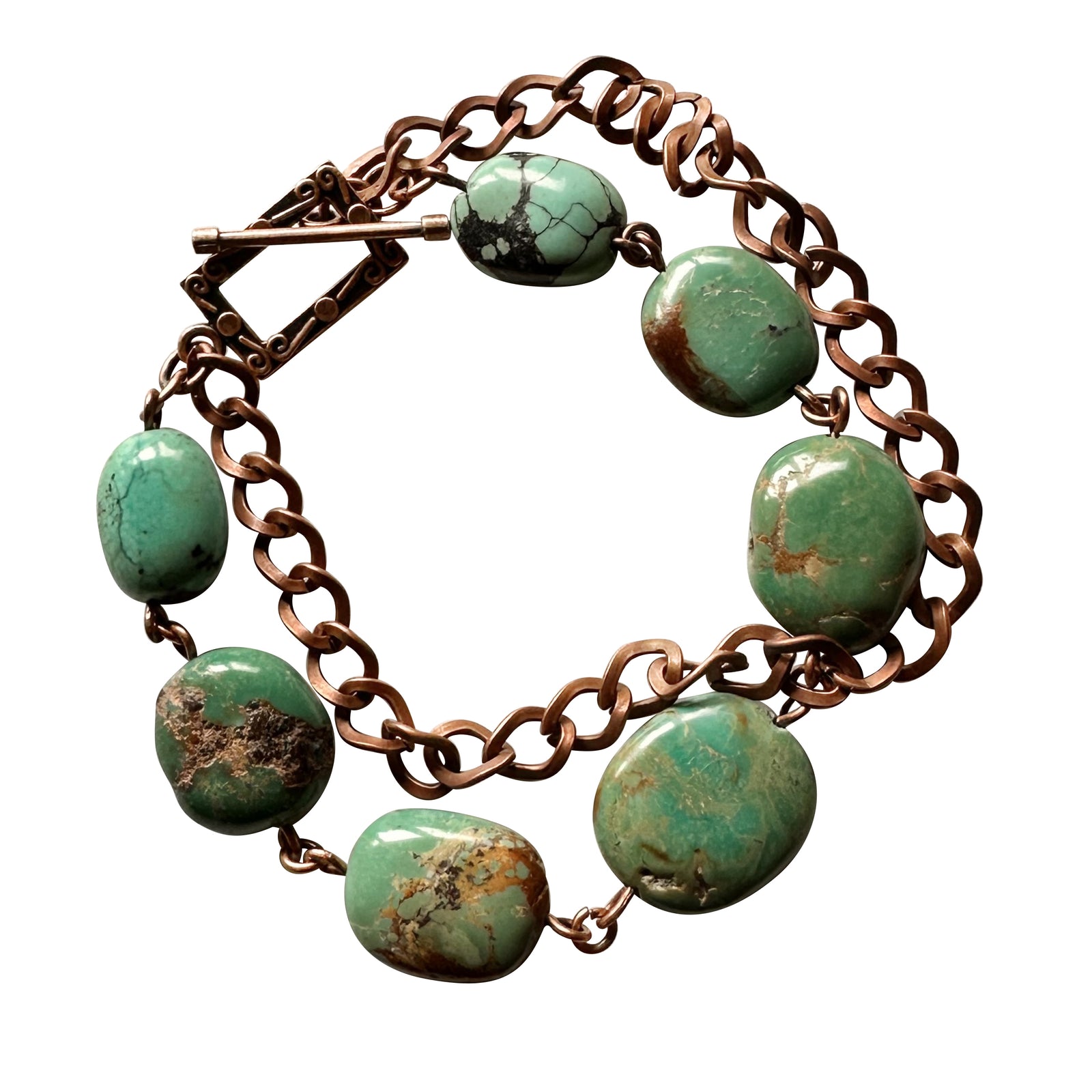 One-of-a-kind Turquoise Gemstone Bracelet – Blue Green & Earth-tone