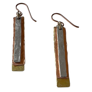 Layered Stainless Steel, Copper, Brass Earrings