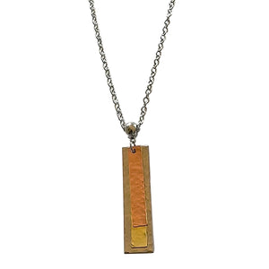 Layered Copper, Brass, Stainless Steel Pendant Necklace