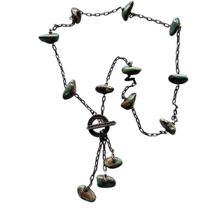 Lexi Turquoise Copper Chain Toggle Clasp Necklace