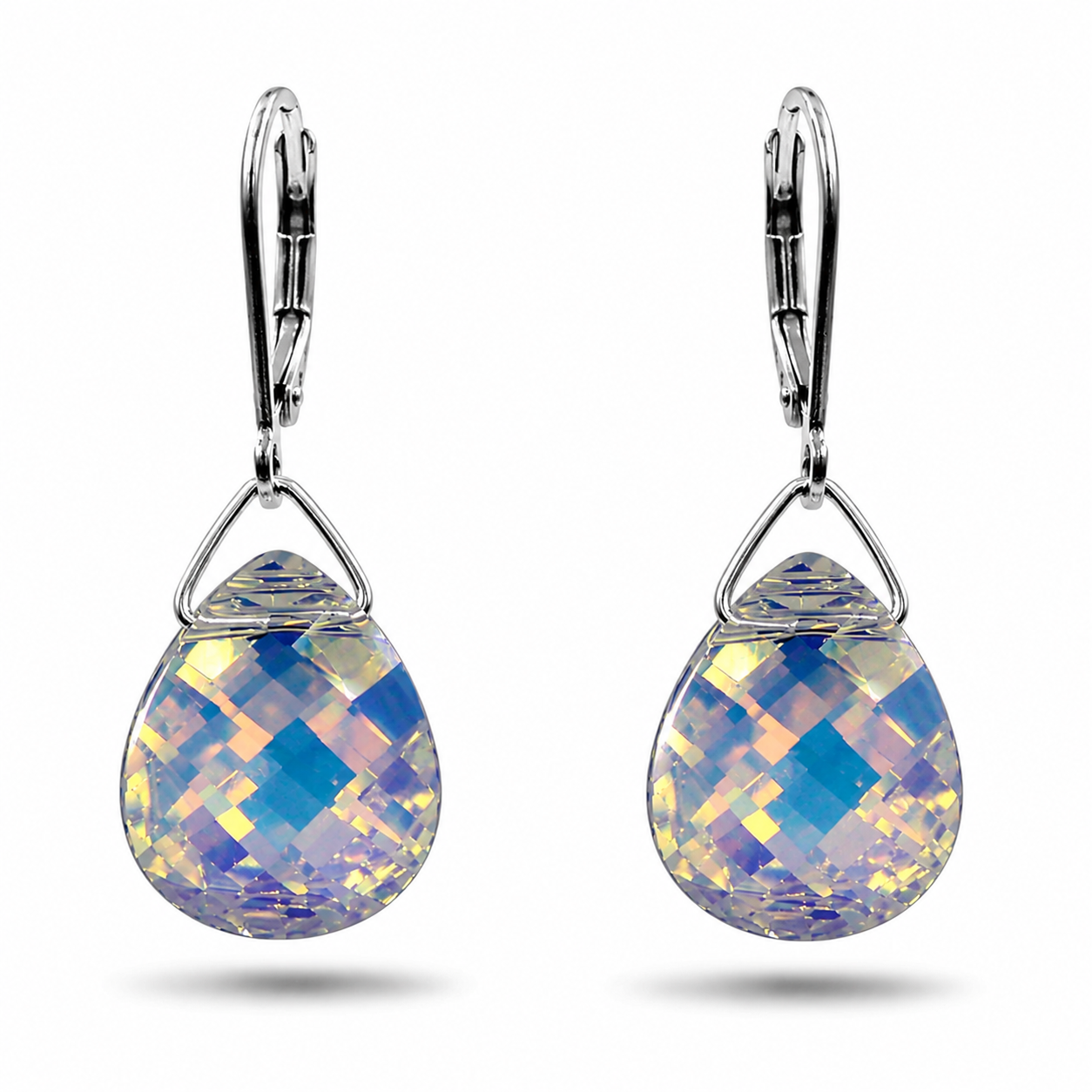 AB Swarovski Crystal Briolette Dangle Earrings