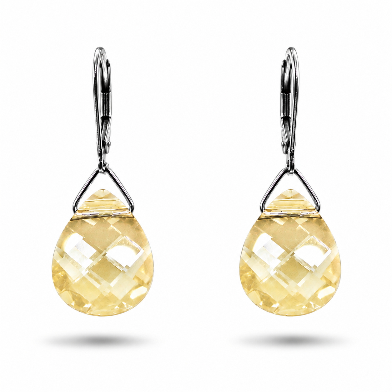 Golden Shadow Swarovski Crystal Briolette Dangle Earrings