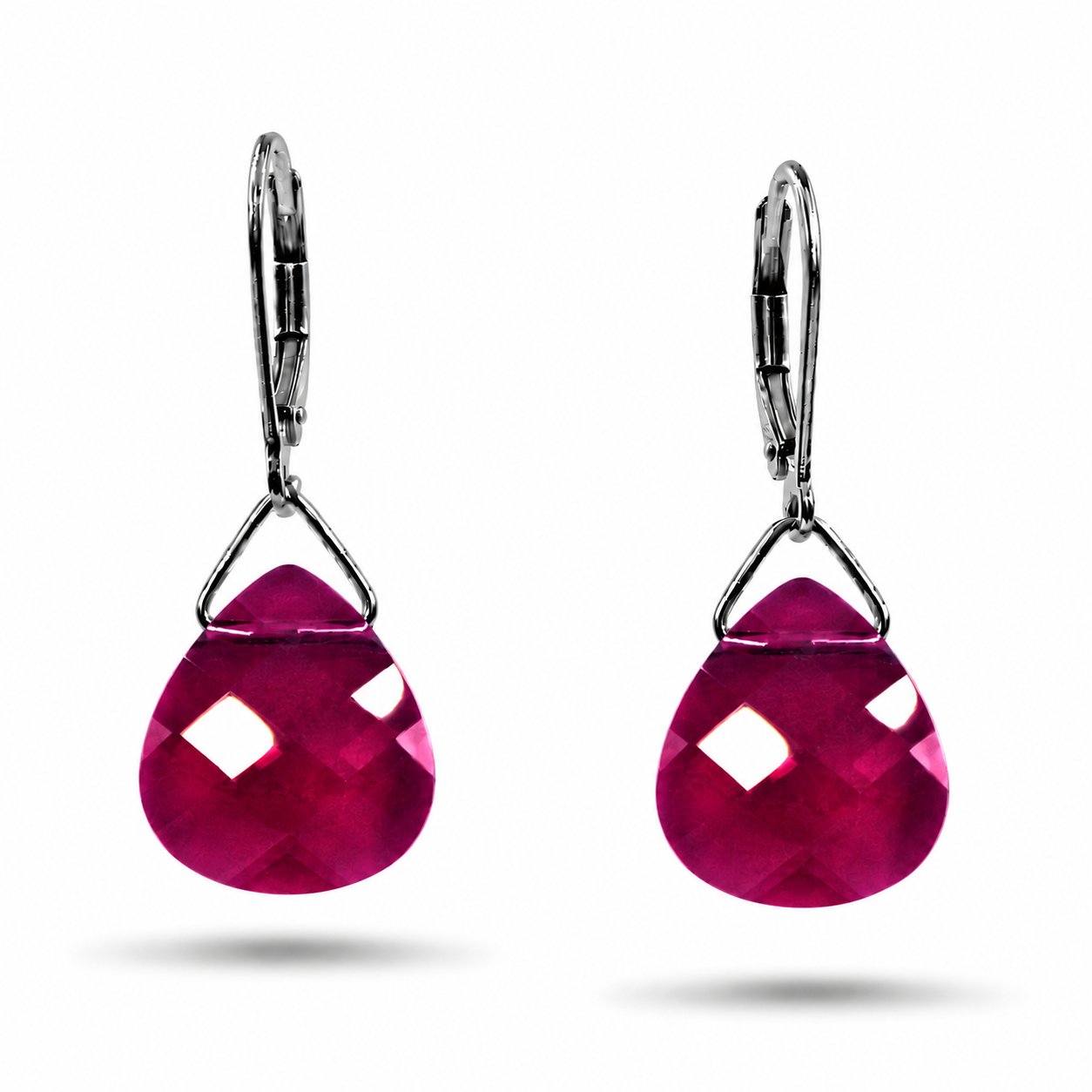 Ruby Swarovski Crystal Briolette Dangle Earrings
