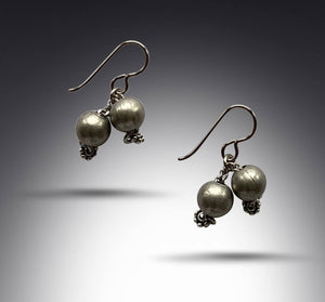 Silver Steel Round Bead and Chain Dangle Earrings with Niobium Ear Wires for Sensitive Ears-Earrings- Creative Jewelry by Marcia