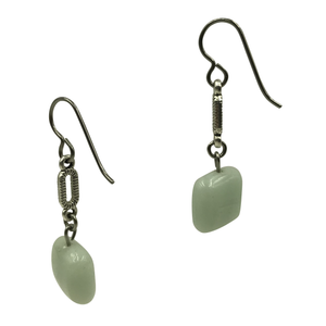 Sea Foam Green Amazonite Dangle Earrings for Sensitive Ears-Earrings- Creative Jewelry by Marcia