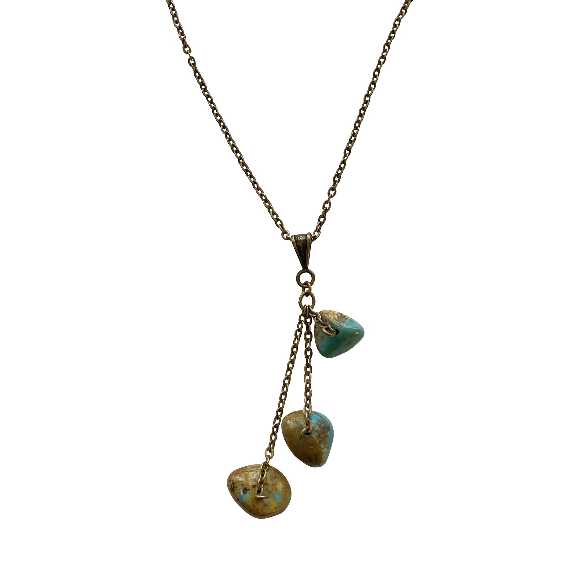 Ana Turquoise Antique Brass Chain Pendant Necklace