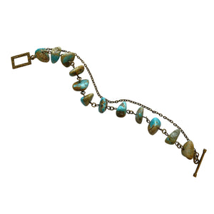 Emily Antique Brass Turquoise Chain Link Bracelet