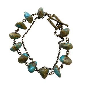 Emily Antique Brass Turquoise Chain Link Bracelet