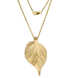 Brass Birch Leaf Necklace with 14k Gold-filled Lobster Clasp-Necklaces- Creative Jewelry by Marcia