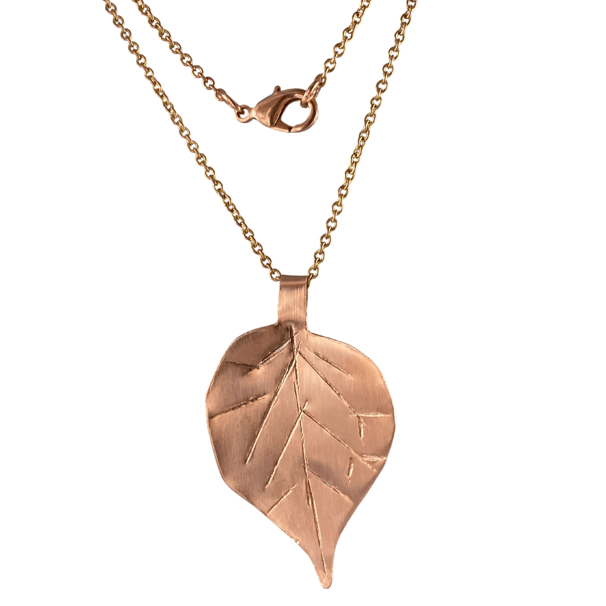 Copper Birch Leaf Necklace-Necklaces- Creative Jewelry by Marcia
