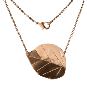 Hammered Copper Poplar Leaf Necklace-Necklaces- Creative Jewelry by Marcia