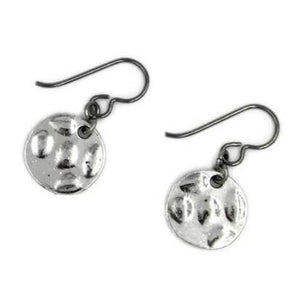 Pewter Silver Small Circle Earrings for Sensitive Ears - Creative Jewelry by Marcia - Asymmetrical Jewelry - Timeless Jewelry