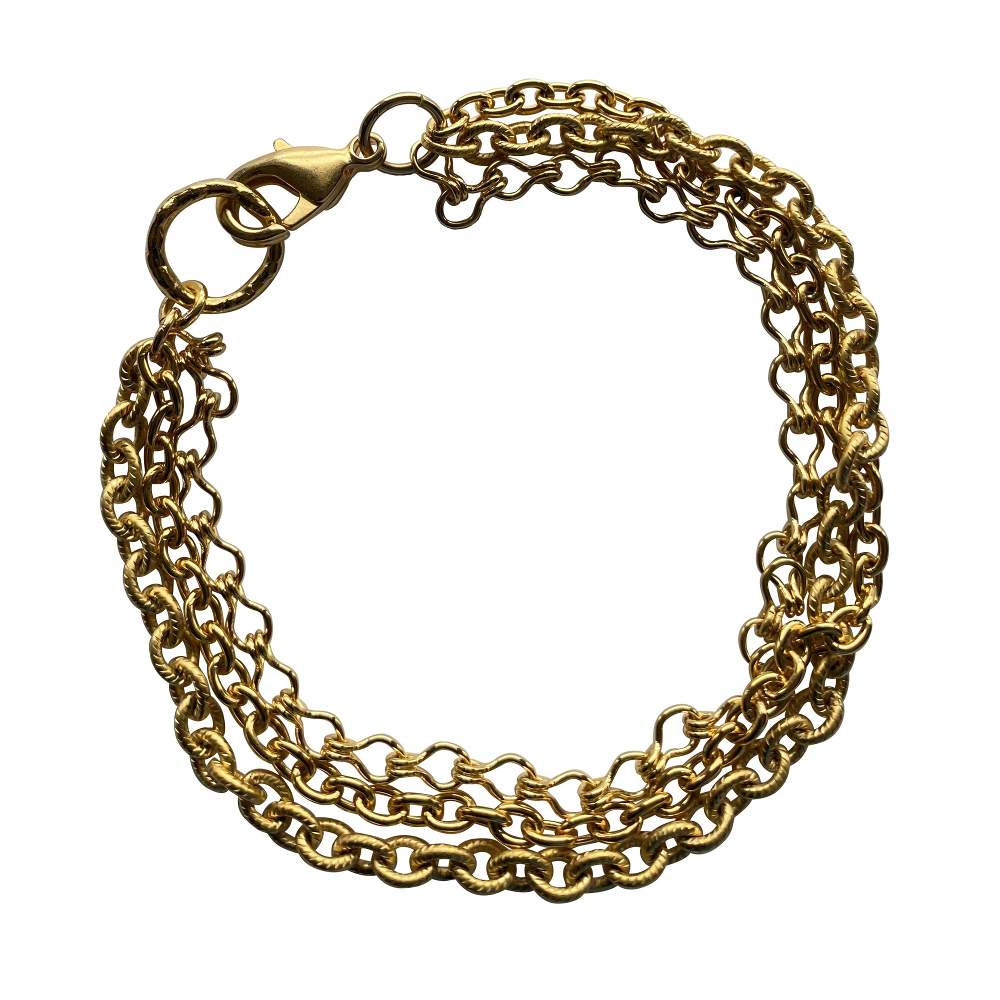 Three-chain Gold Link Bracelet with Lobster Clasp