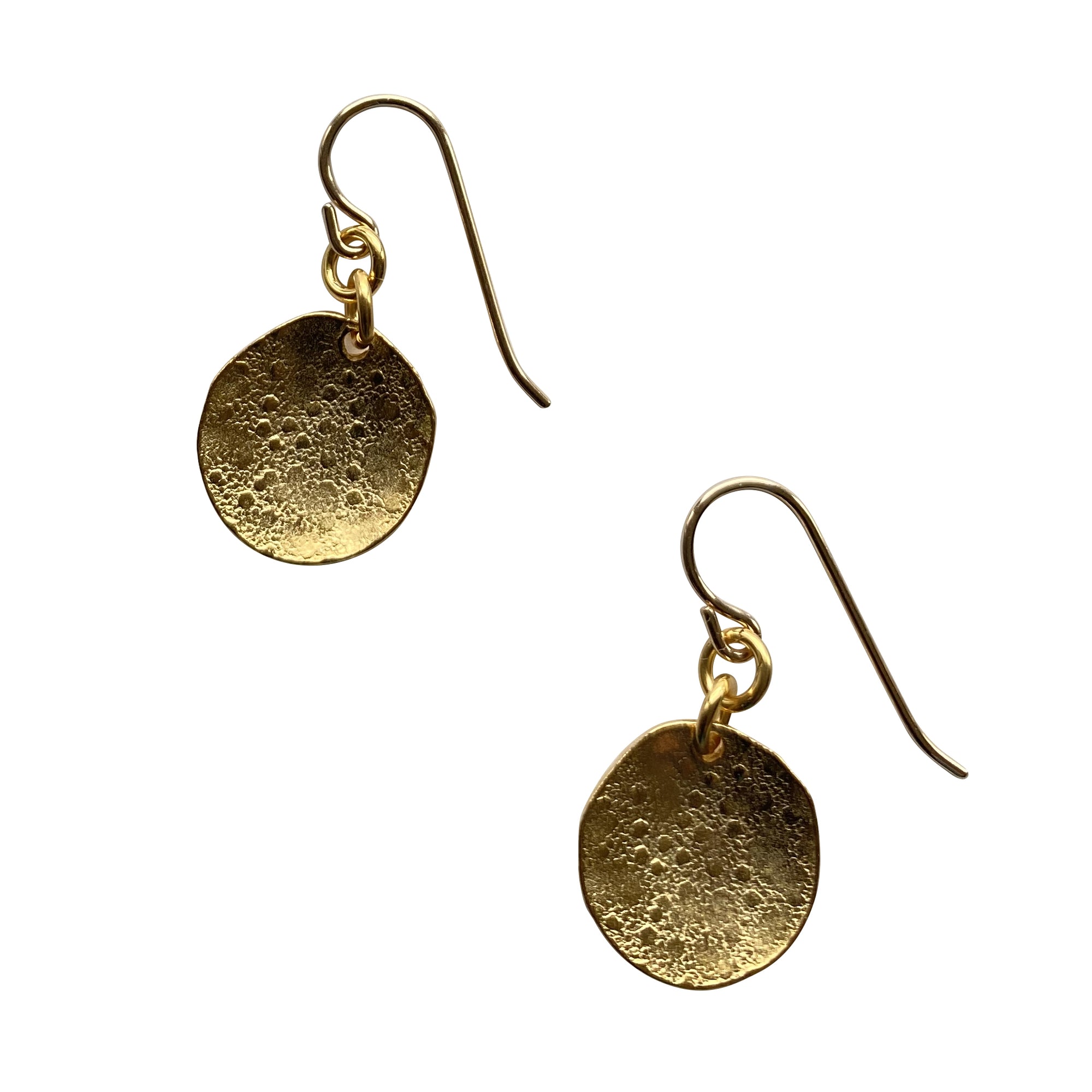 Hammered Concave Gold Earrings