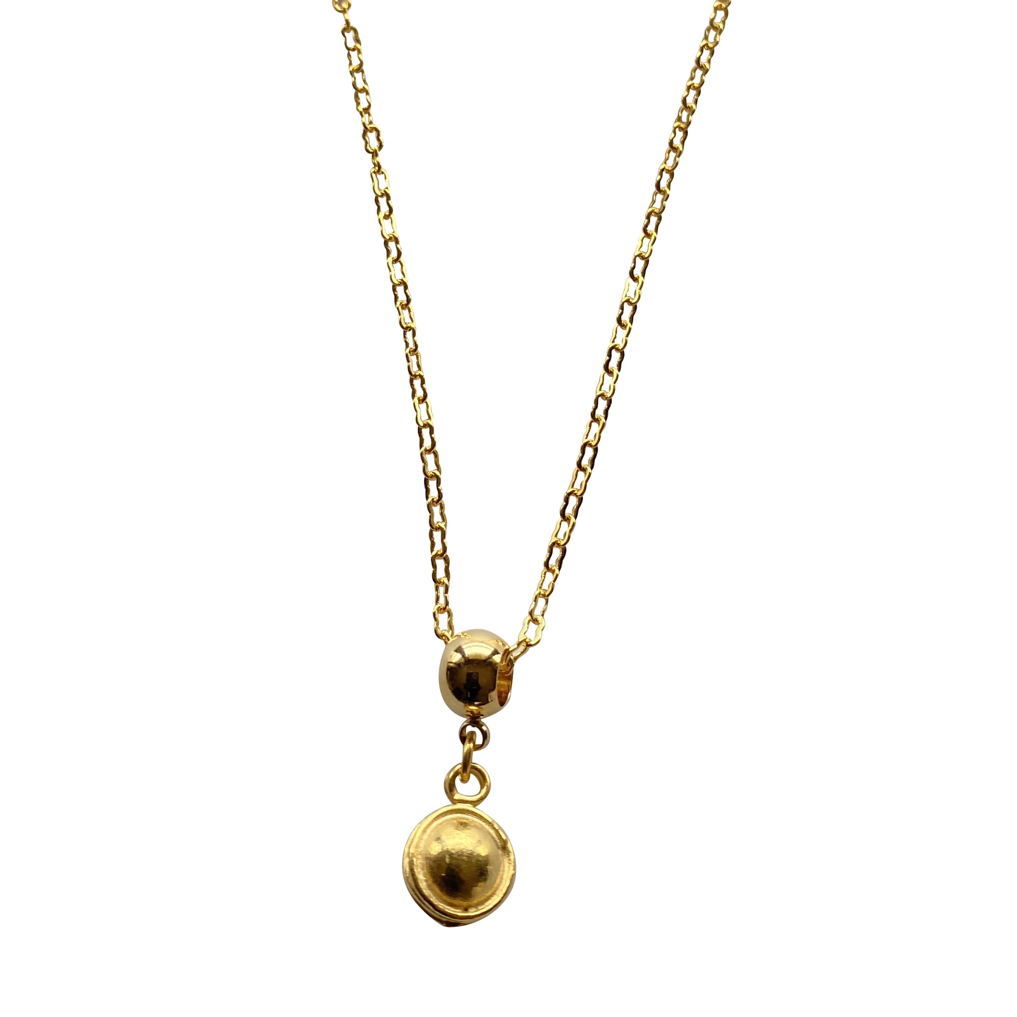 Gold Globe Pendant Necklace with Gold Link Chain