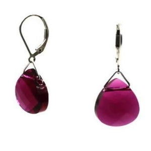 Ruby Swarovski Crystal Briolette Dangle Earrings - Creative Jewelry by Marcia - Asymmetrical Jewelry - Timeless Jewelry