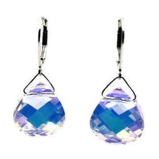 AB Swarovski Crystal Briolette Dangle Earrings - Creative Jewelry by Marcia - Asymmetrical Jewelry - Timeless Jewelry