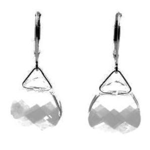 Clear Swarovski Crystal Briolette Dangle Earrings - Creative Jewelry by Marcia - Asymmetrical Jewelry - Timeless Jewelry