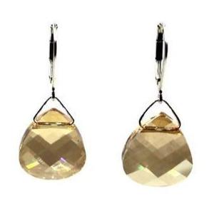 Golden Shadow Swarovski Crystal Briolette Dangle Earrings - Creative Jewelry by Marcia - Asymmetrical Jewelry - Timeless Jewelry