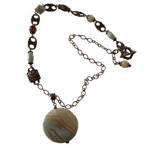 Jasper and Agate Necklace with Copper Chain-Necklaces- Creative Jewelry by Marcia