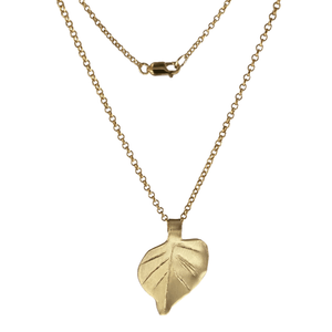 Brass Aspen Leaf Necklace with 14k Gold-filled Lobster Clasp-Necklaces- Creative Jewelry by Marcia