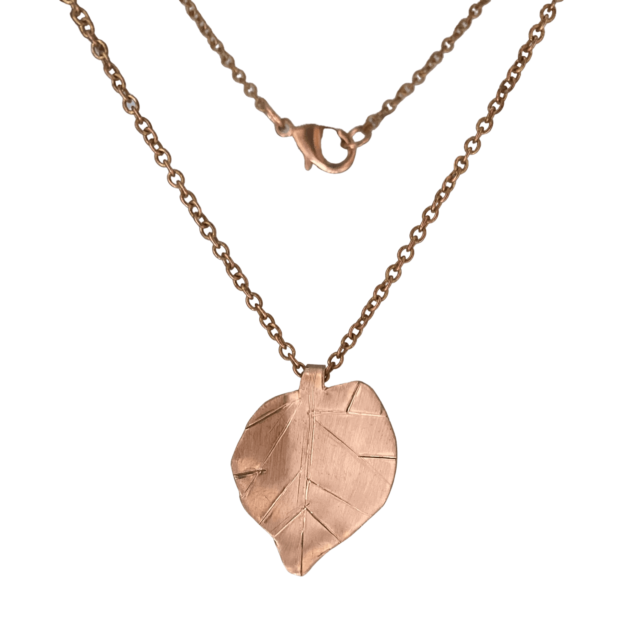 Copper Aspen Leaf Necklace-Necklaces- Creative Jewelry by Marcia