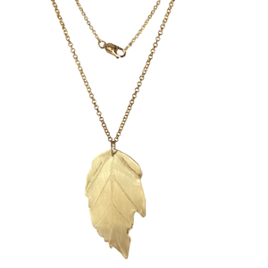 Elm Leaf Brass Necklace with 14k Gold-filled Lobster Clasp-Necklaces- Creative Jewelry by Marcia