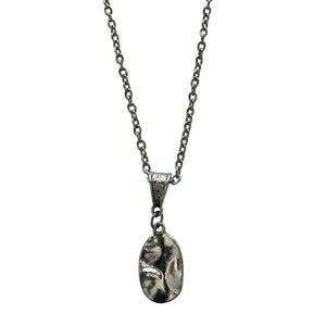 Oval Wavy Pendant Necklace with Stainless Steel Chain