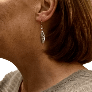 Silver Long Leaf Earrings for Sensitive Ears-Earrings- Creative Jewelry by Marcia