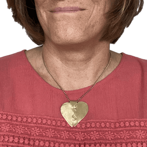 Brass Healing Heart Pendant Necklace - Creative Jewelry by Marcia - Asymmetrical Jewelry - Timeless Jewelry
