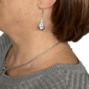 Pewter Silver Filigree Earrings for Sensitive Ears - Creative Jewelry by Marcia - Asymmetrical Jewelry - Timeless Jewelry
