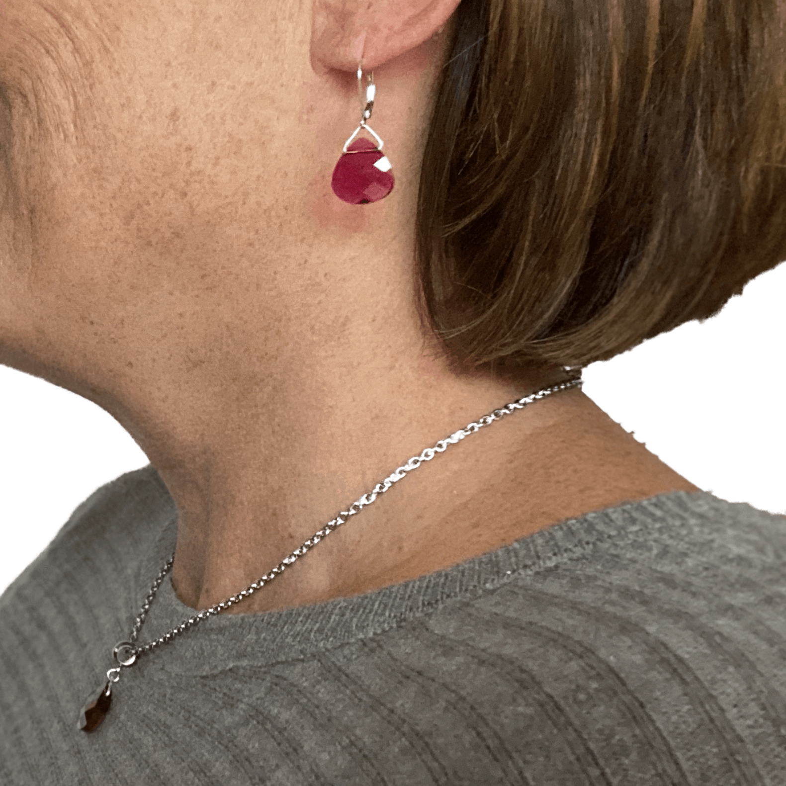 Ruby Swarovski Crystal Briolette Dangle Earrings Creative Jewelry by Marcia