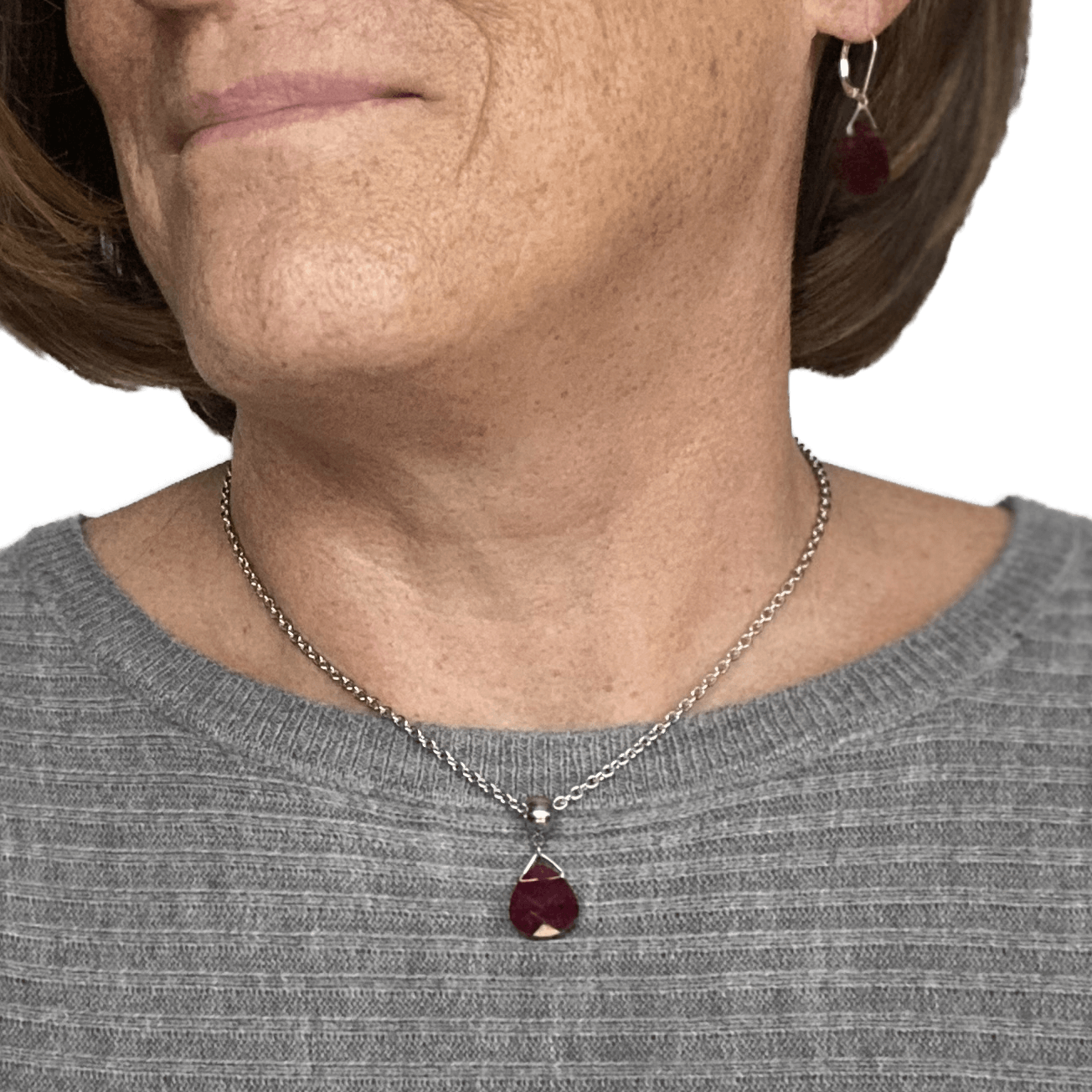 Ruby Swarovski Crystal Necklace with Swarovski Necklace Extender Chain