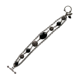 Black and Silver Bracelet with Black Onyx Stones