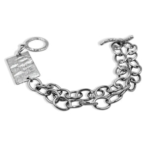Stainless Steel Rectangle Silver Bracelet - Creative Jewelry by Marcia - Asymmetrical Jewelry - Timeless Jewelry