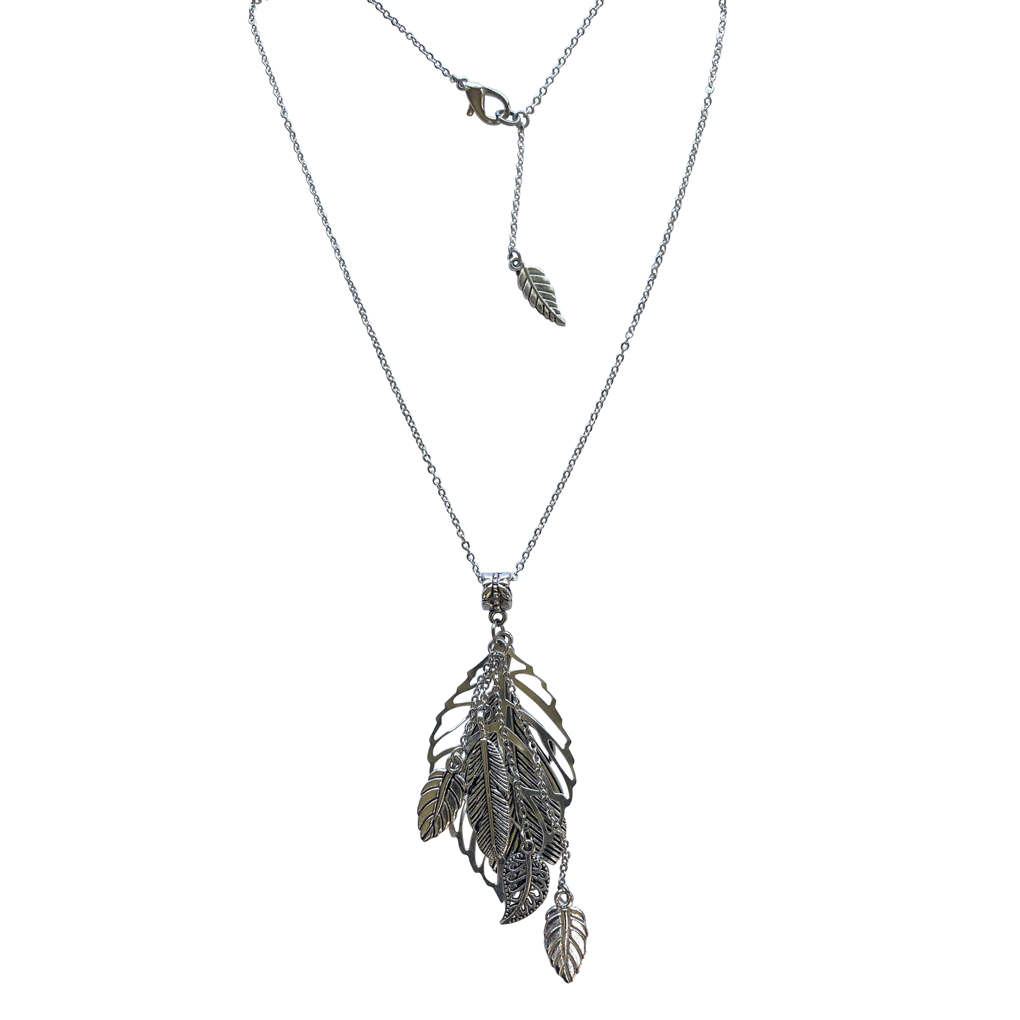 Silver Leaf Chain Necklace Creative Jewelry by Marcia