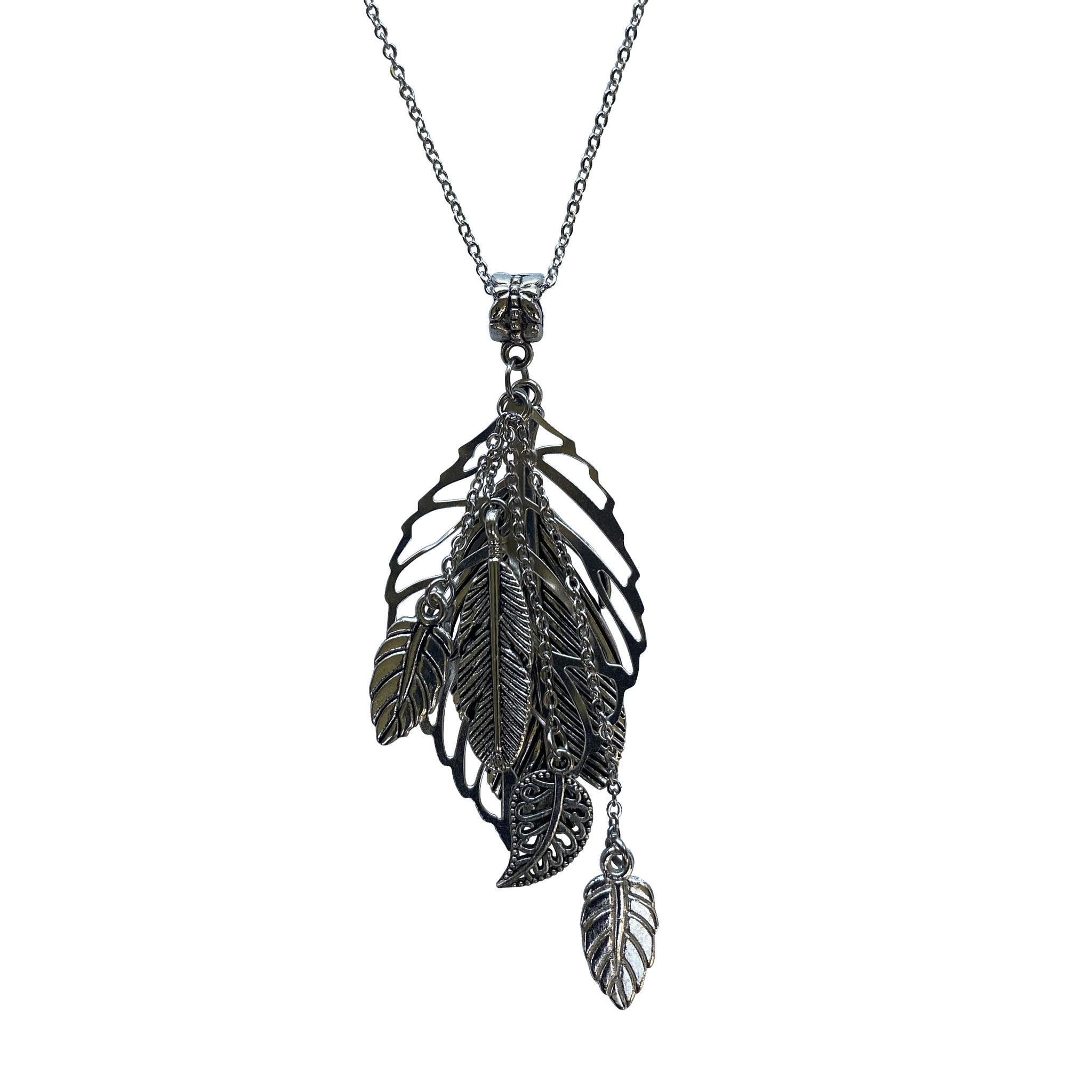 Silver Leaf Chain Necklace Creative Jewelry by Marcia
