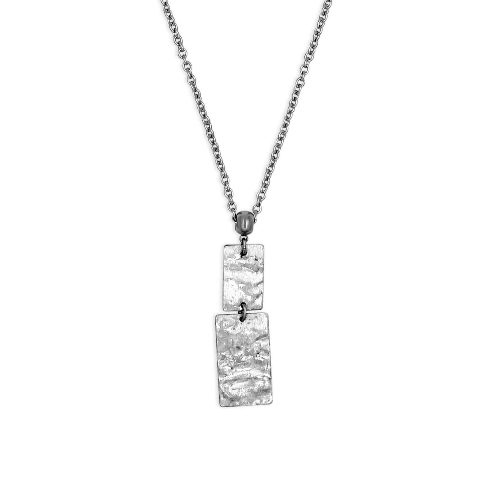 Silver Rectangle Long Pendant Necklace - Creative Jewelry by Marcia - Asymmetrical Jewelry - Timeless Jewelry